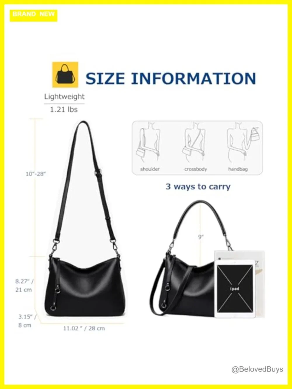 Genuine Leather Hobo Crossbody Bag Large Tote Shoulder Satchel